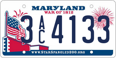 MD license plate 3AC4133