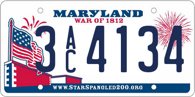 MD license plate 3AC4134