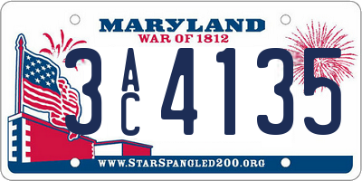 MD license plate 3AC4135