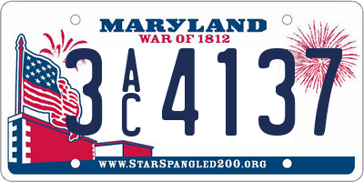 MD license plate 3AC4137