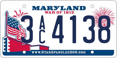 MD license plate 3AC4138
