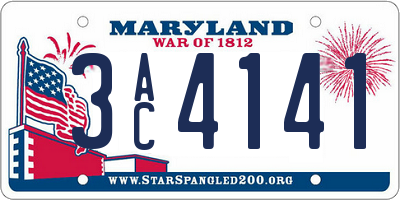MD license plate 3AC4141