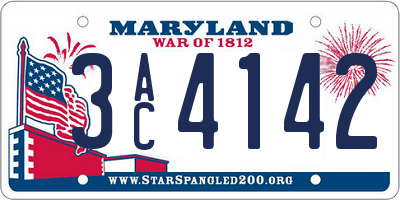 MD license plate 3AC4142