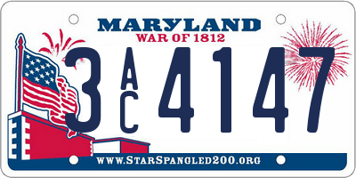 MD license plate 3AC4147