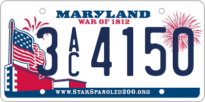 MD license plate 3AC4150