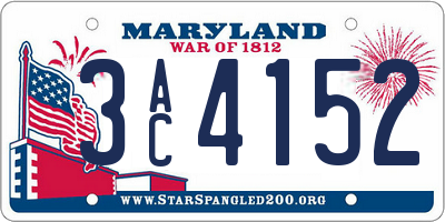 MD license plate 3AC4152