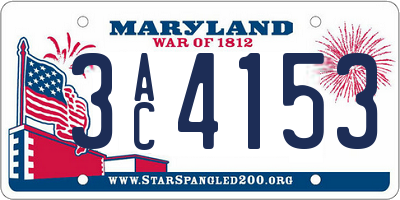 MD license plate 3AC4153
