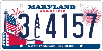 MD license plate 3AC4157