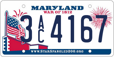 MD license plate 3AC4167