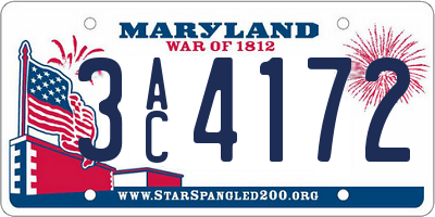 MD license plate 3AC4172