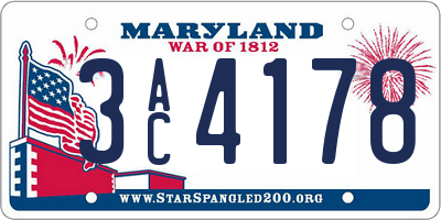 MD license plate 3AC4178
