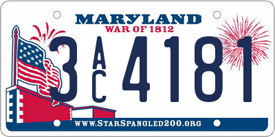 MD license plate 3AC4181