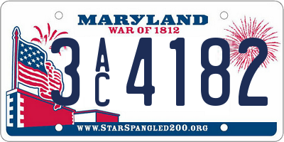 MD license plate 3AC4182