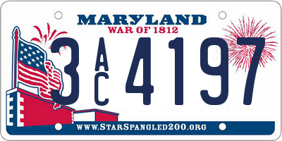 MD license plate 3AC4197