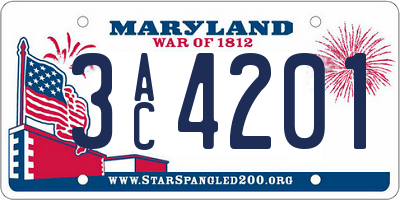 MD license plate 3AC4201