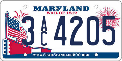 MD license plate 3AC4205