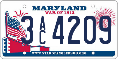 MD license plate 3AC4209