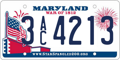 MD license plate 3AC4213