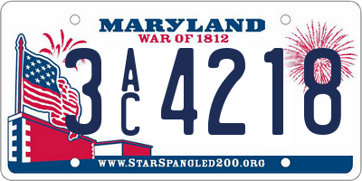 MD license plate 3AC4218