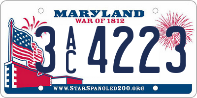 MD license plate 3AC4223