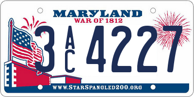 MD license plate 3AC4227