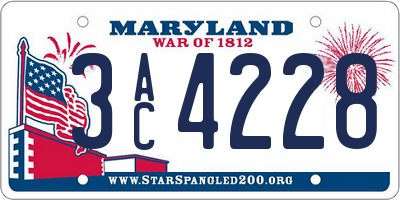 MD license plate 3AC4228