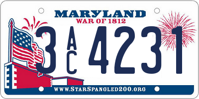 MD license plate 3AC4231