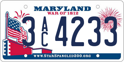 MD license plate 3AC4233