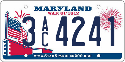 MD license plate 3AC4241
