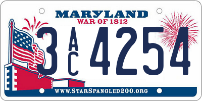 MD license plate 3AC4254