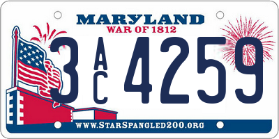 MD license plate 3AC4259