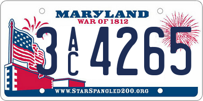 MD license plate 3AC4265