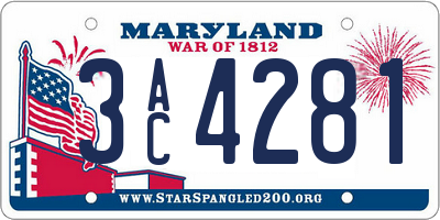 MD license plate 3AC4281