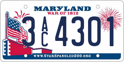 MD license plate 3AC4301