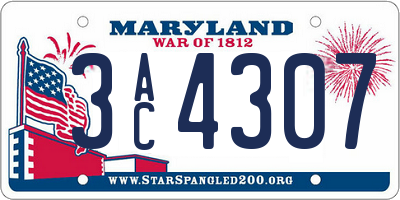 MD license plate 3AC4307