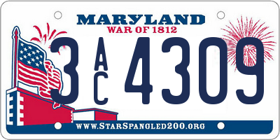 MD license plate 3AC4309