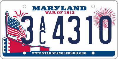 MD license plate 3AC4310