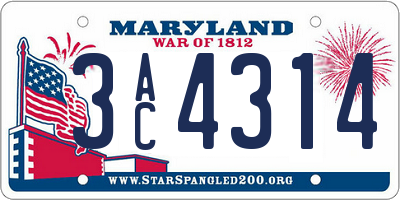 MD license plate 3AC4314