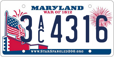 MD license plate 3AC4316