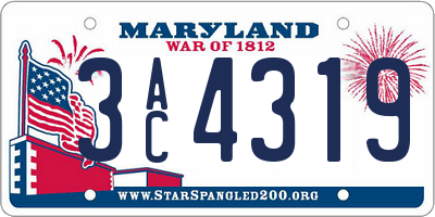 MD license plate 3AC4319