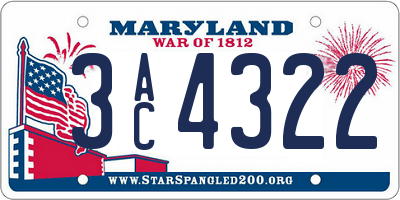 MD license plate 3AC4322
