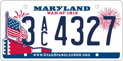 MD license plate 3AC4327