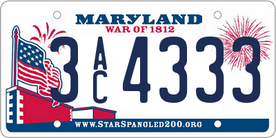 MD license plate 3AC4333