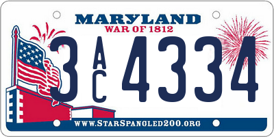 MD license plate 3AC4334