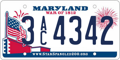 MD license plate 3AC4342