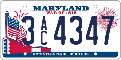 MD license plate 3AC4347