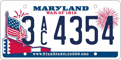 MD license plate 3AC4354