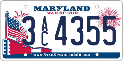 MD license plate 3AC4355