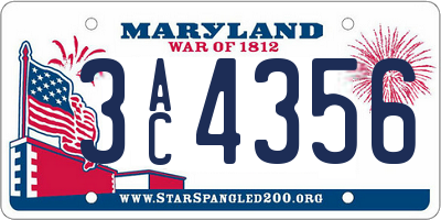 MD license plate 3AC4356