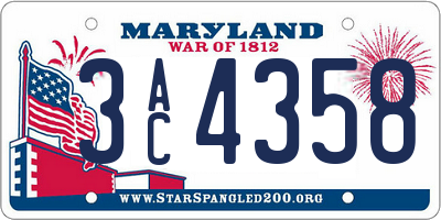 MD license plate 3AC4358